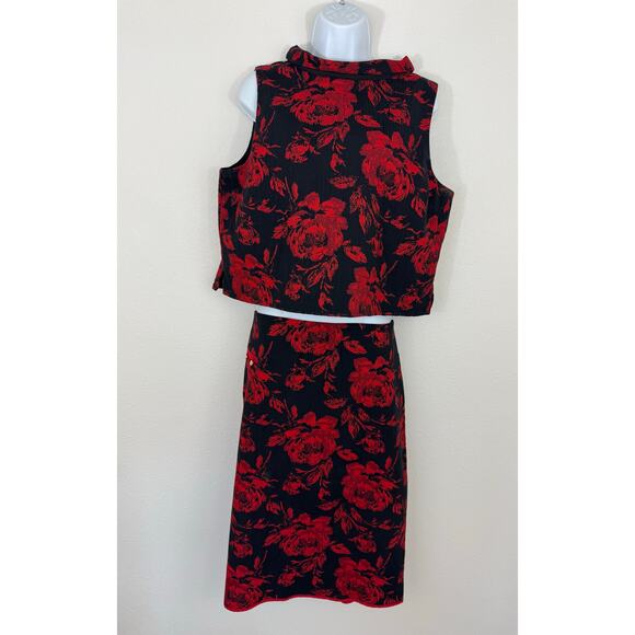 Eva Mendes Red Floral Jacquard 2-Piece Set Size 14 - Picture 1 of 8